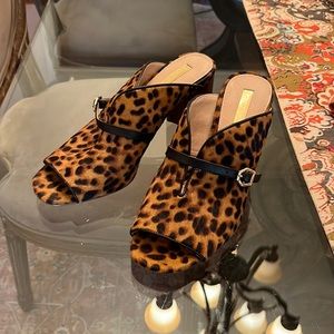 Animal print slip-on heels like new.